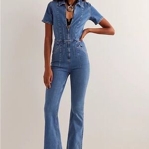 Free People Jayde Flare Denim Jumpsuit NWT